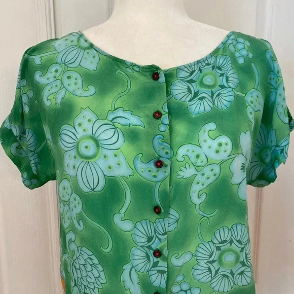 Anthropologie Vanessa Virginia Silk Fata Morgan Button Slit Sleeve Blouse - Picture 3 of 9